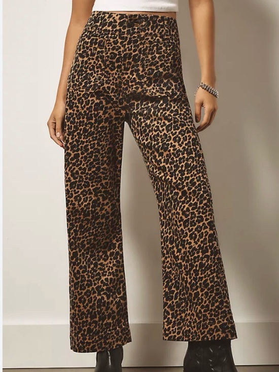 Maeve Denim - Maeve The Colette Leopard Print Wide-Leg Women’s Jeans - Tan/Black